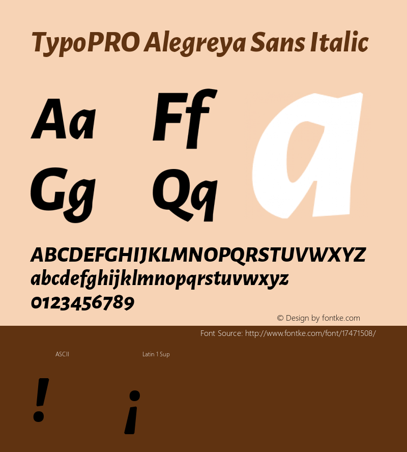 TypoPRO Alegreya Sans Italic Version 1.000;PS 001.000;hotconv 1.0.70;makeotf.lib2.5.58329 DEVELOPMENT图片样张