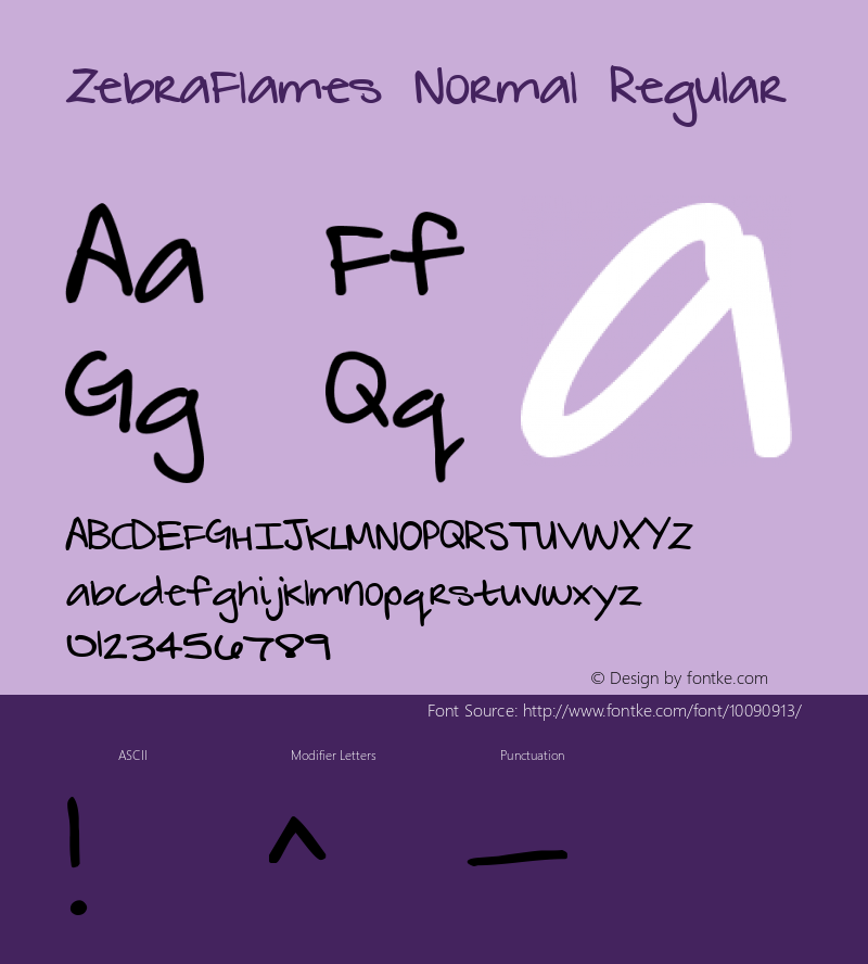 ZebraFlames Normal Regular 1.00  Visit http://www.FontParty.com图片样张