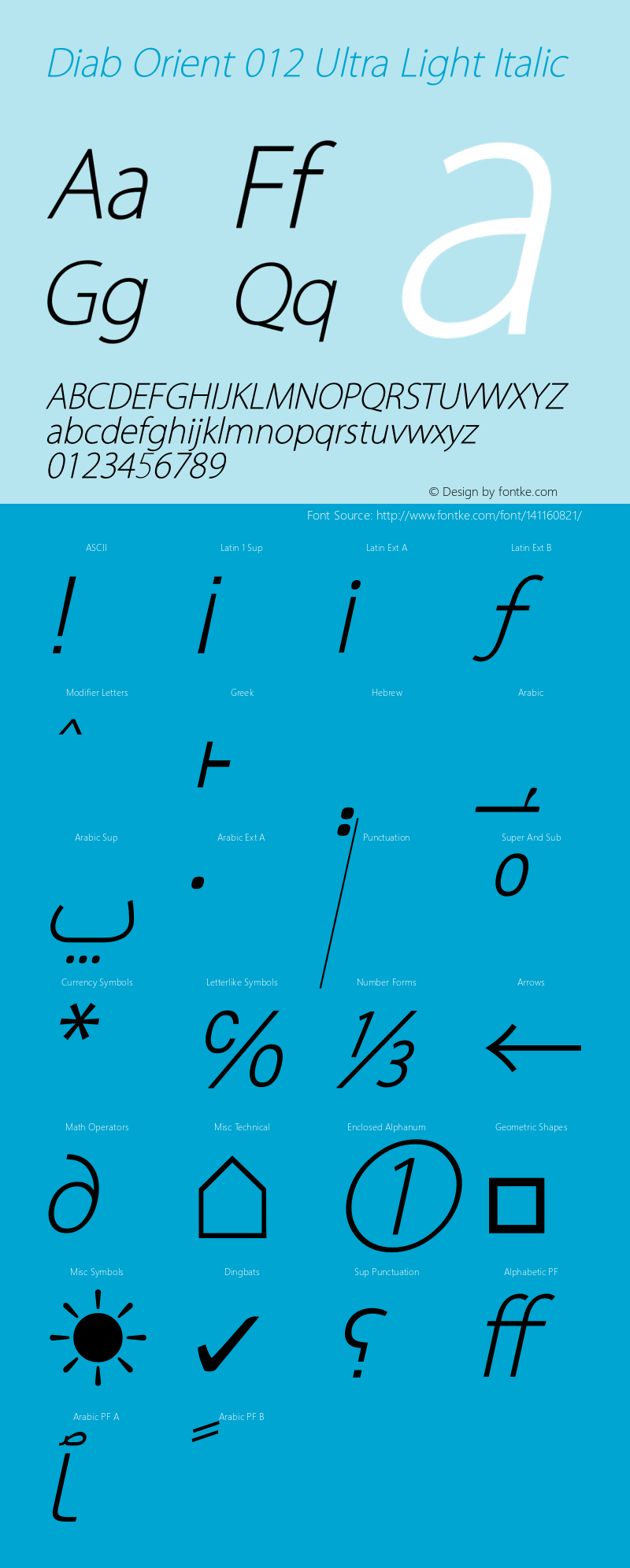 Diab Orient 012 Ultra Light Italic Version 1.003 January 7, 2016图片样张