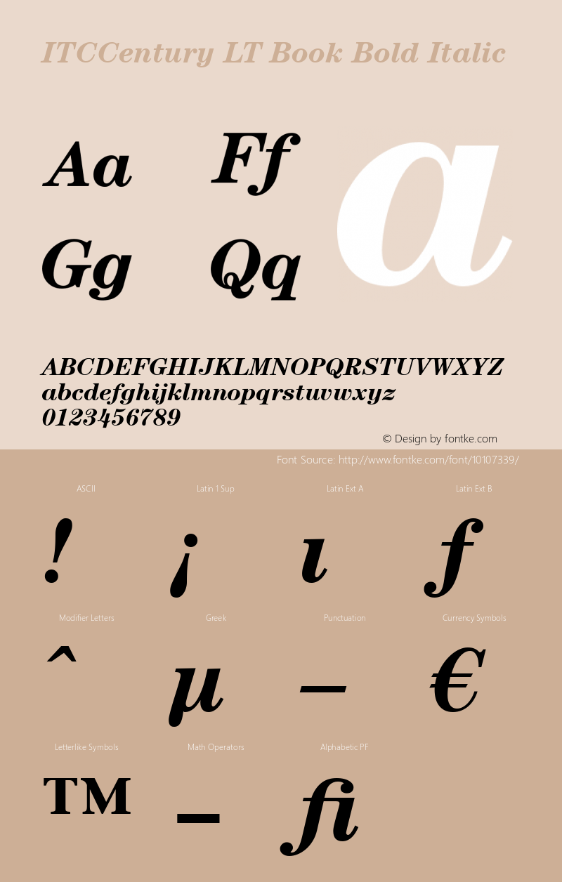 ITCCentury LT Book Bold Italic Version 6.1; 2002图片样张