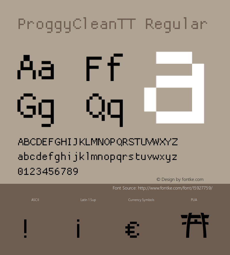 ProggyCleanTT Regular 2004/04/15图片样张