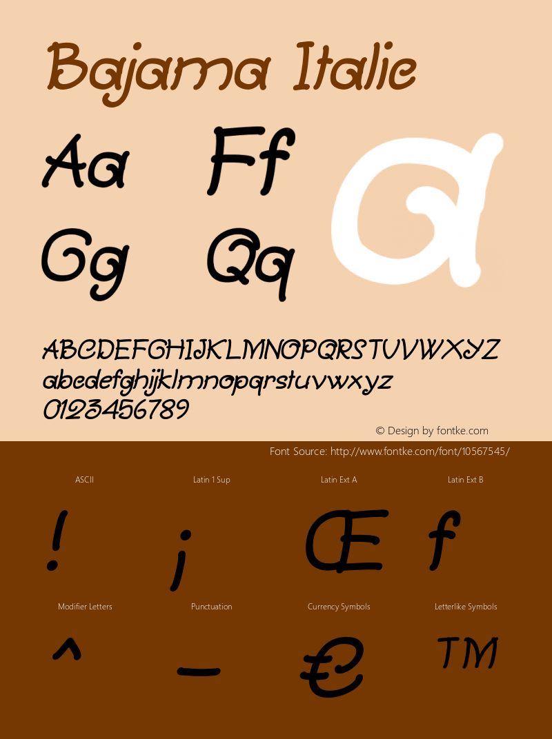 Bajama Italic Version 1.000图片样张