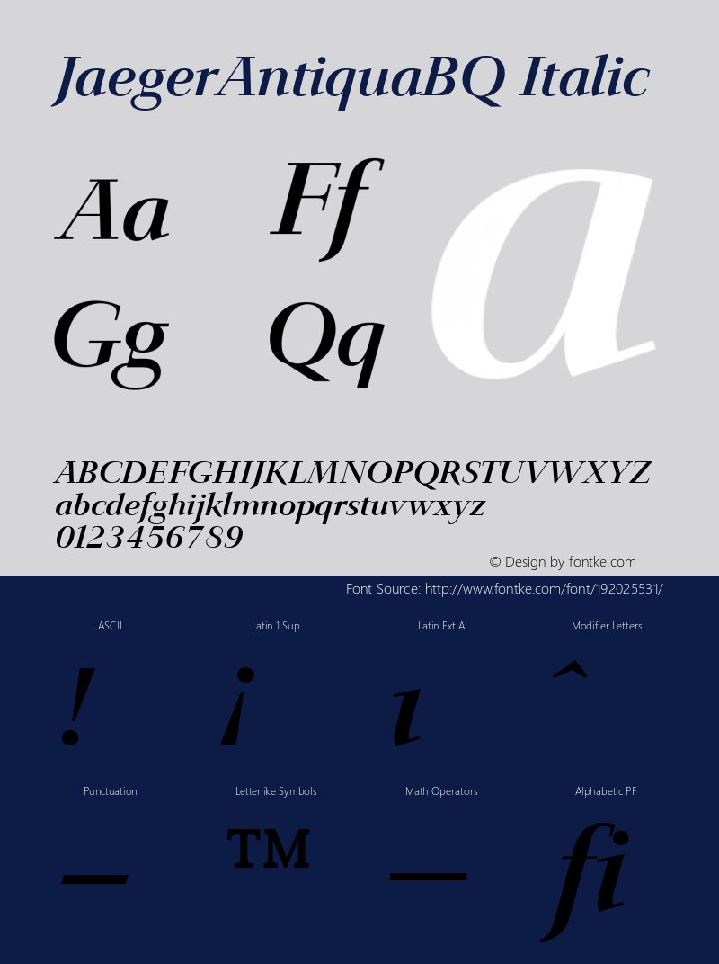 JaegerAntiquaBQ Regular Italic 001.000图片样张