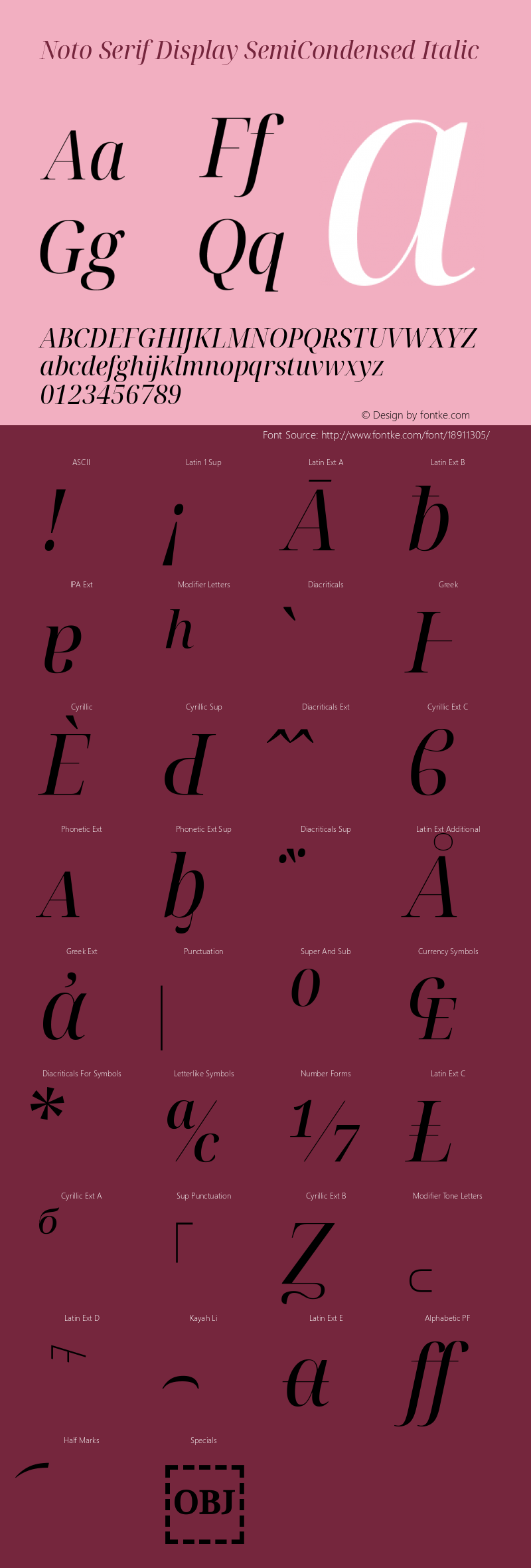 Noto Serif Display SemiCondensed Italic Version 1.900图片样张