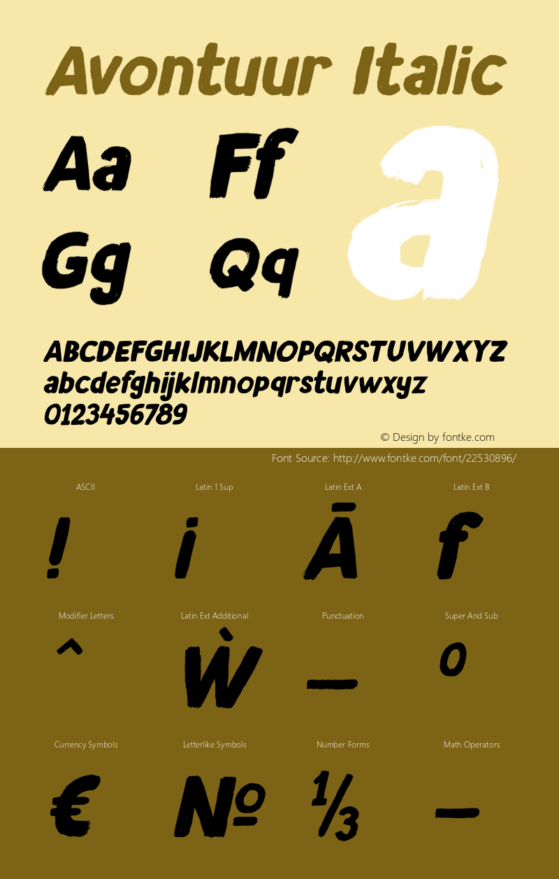 Avontuur Italic Version 1.001图片样张