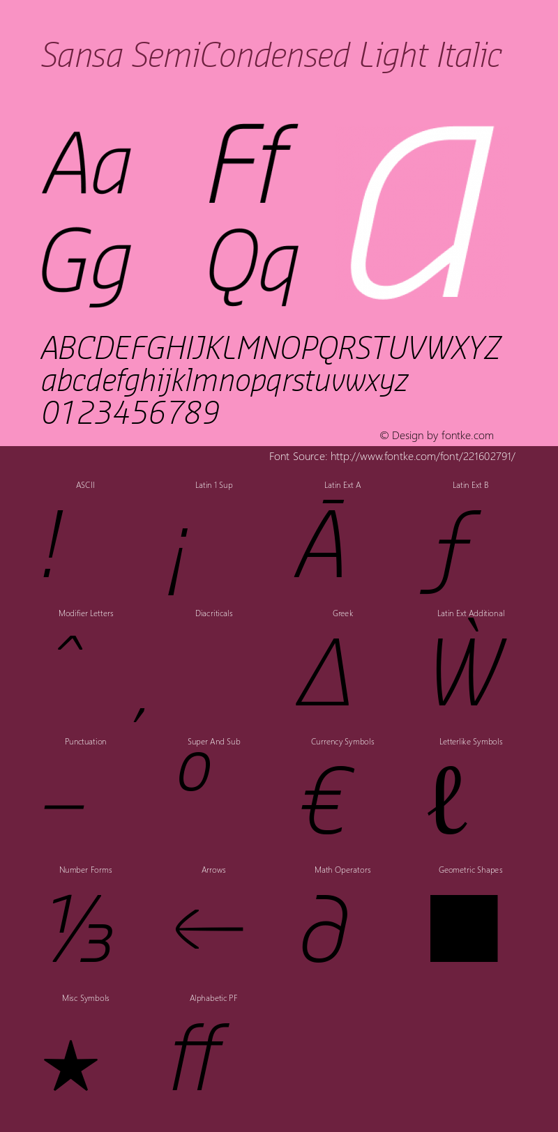 Sansa SemiCondensed Light Italic Version 2.002图片样张