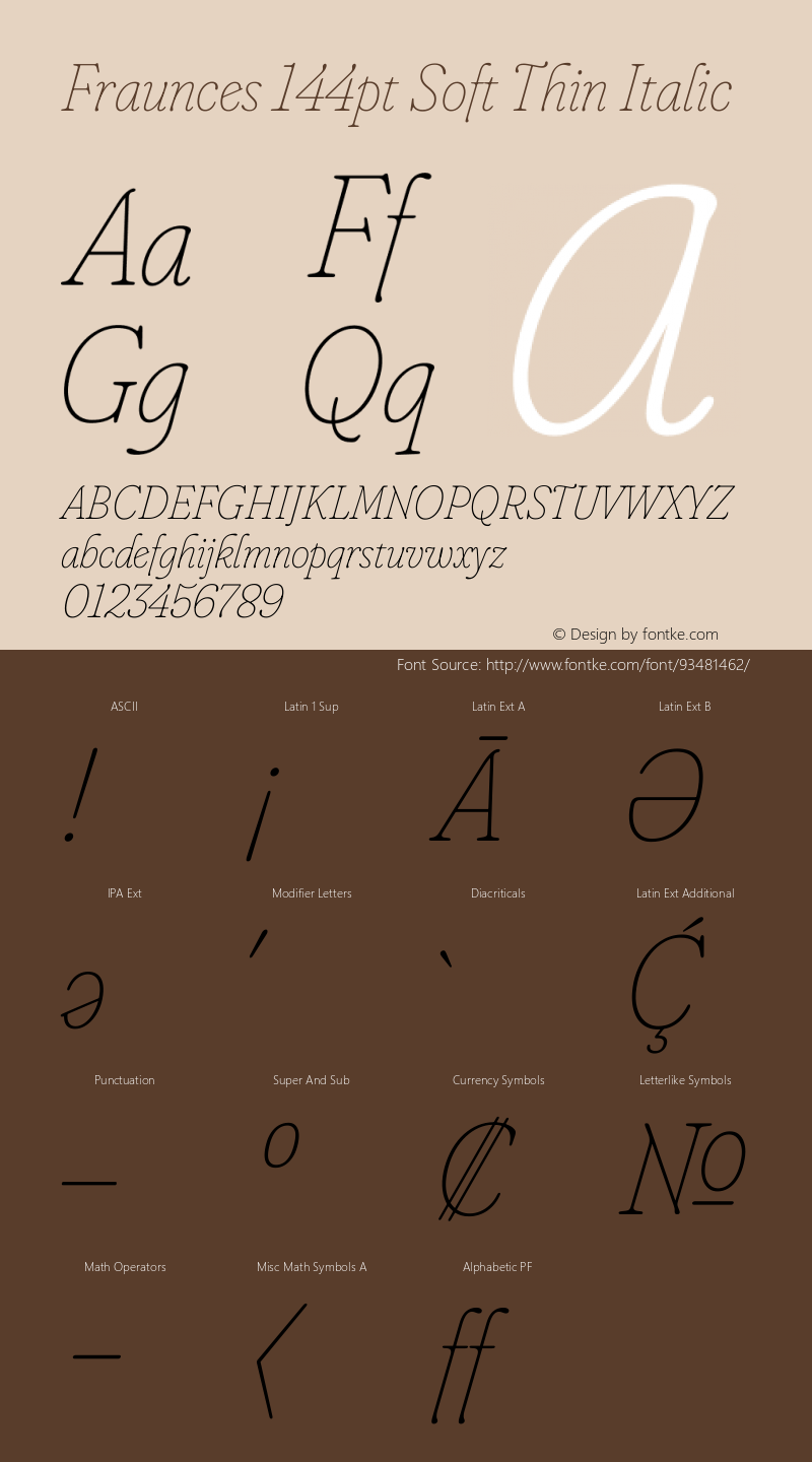 Fraunces 144pt Soft Thin Italic Version 1.000;[b76b70a41]图片样张