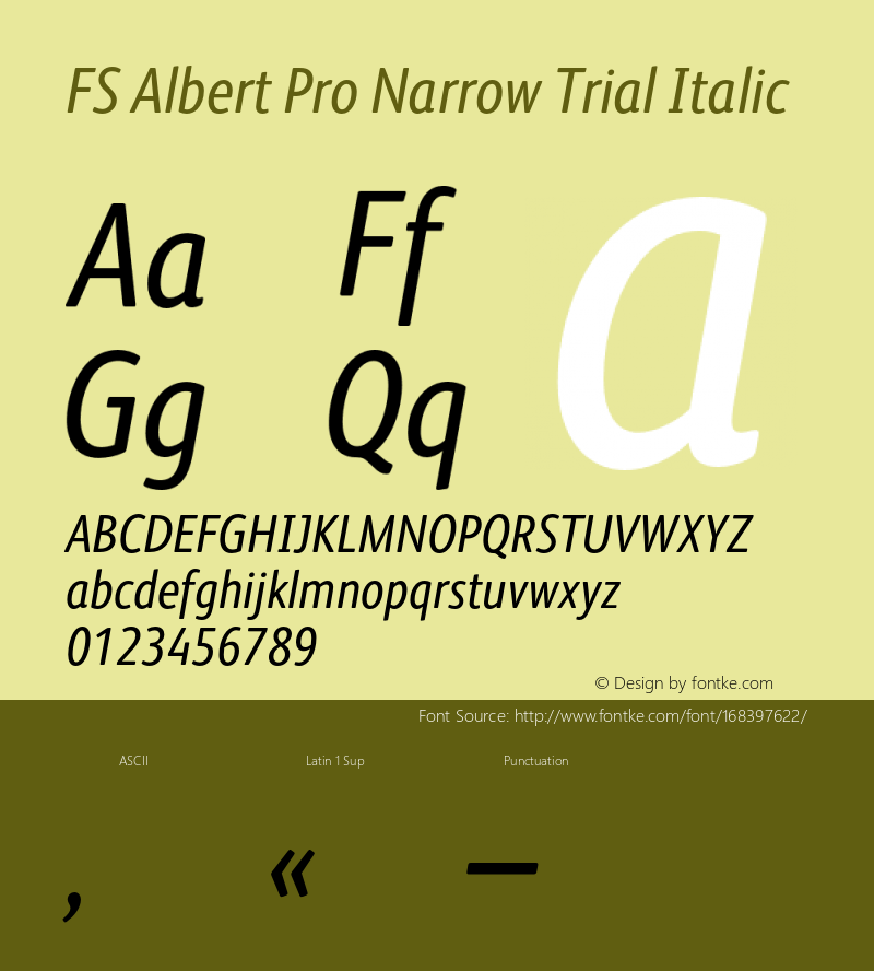 FSAlbertProNarrow-Italic Trial Version 3.000图片样张