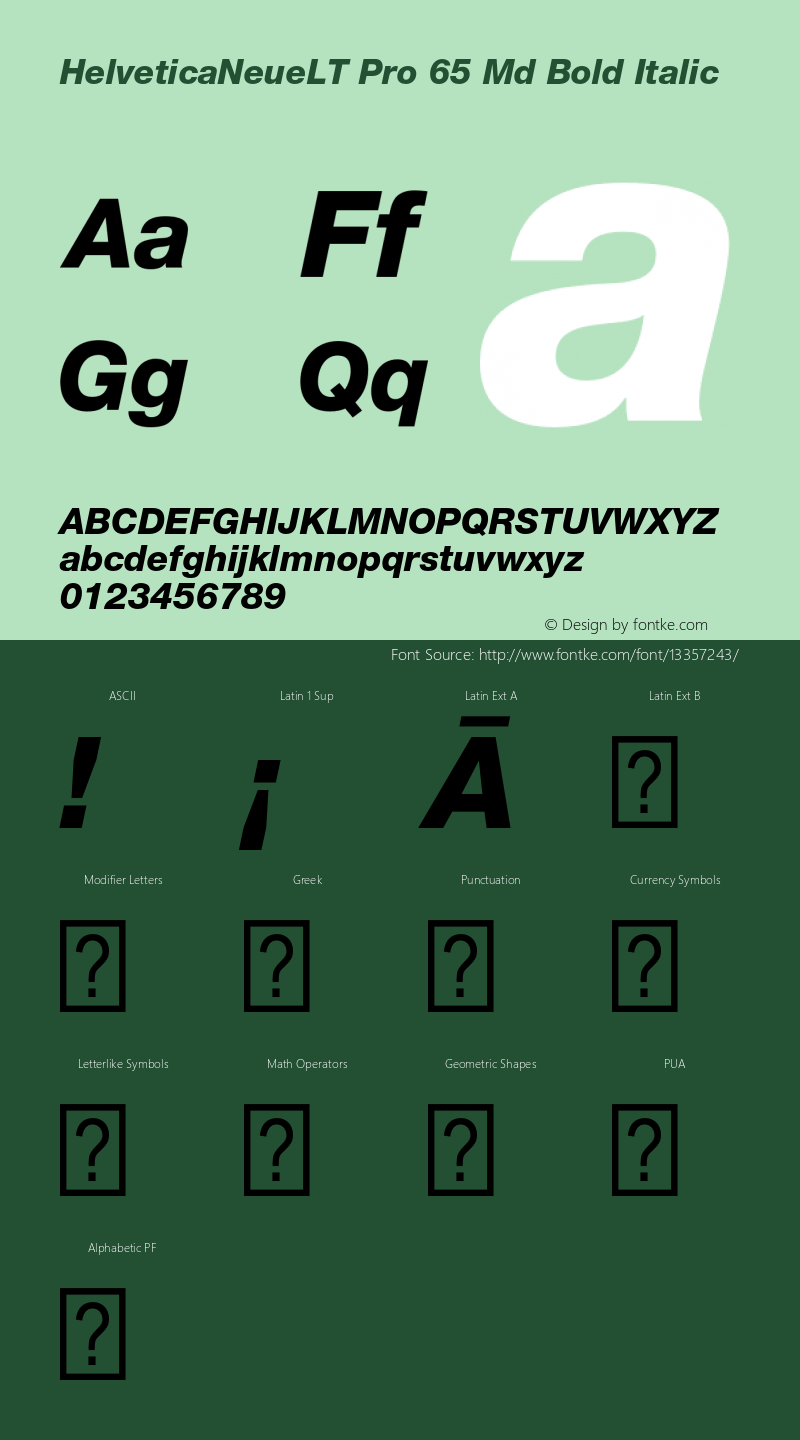 HelveticaNeueLT Pro 65 Md Bold Italic Version 1.000;PS 001.000;Core 1.0.38图片样张