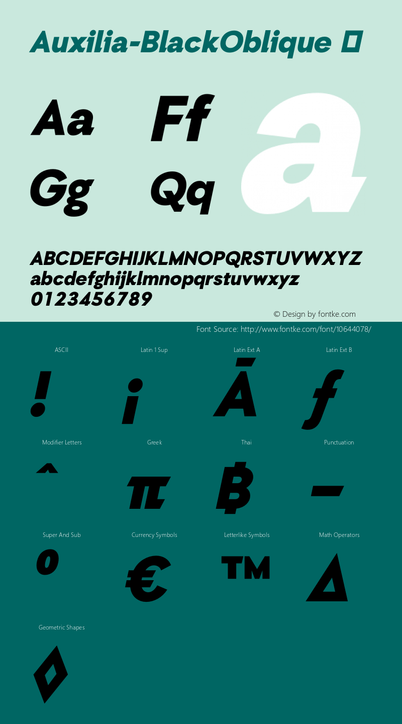 Auxilia-BlackOblique ☞ Version 1.000;com.myfonts.easy.typomancer.auxilia.black-oblique.wfkit2.version.4hii图片样张