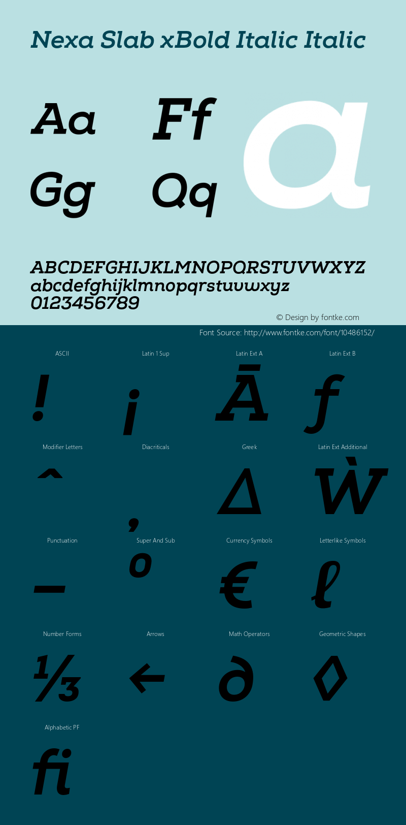 Nexa Slab xBold Italic Italic Version 0.000图片样张