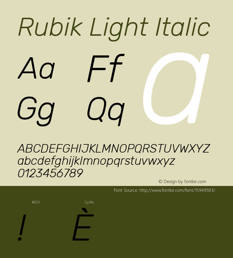 Rubik Light Italic Version 1.002; ttfautohint (v1.4.1)图片样张