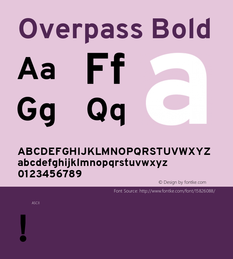 Overpass Bold Version 1.001; ttfautohint (v1.4.1)图片样张