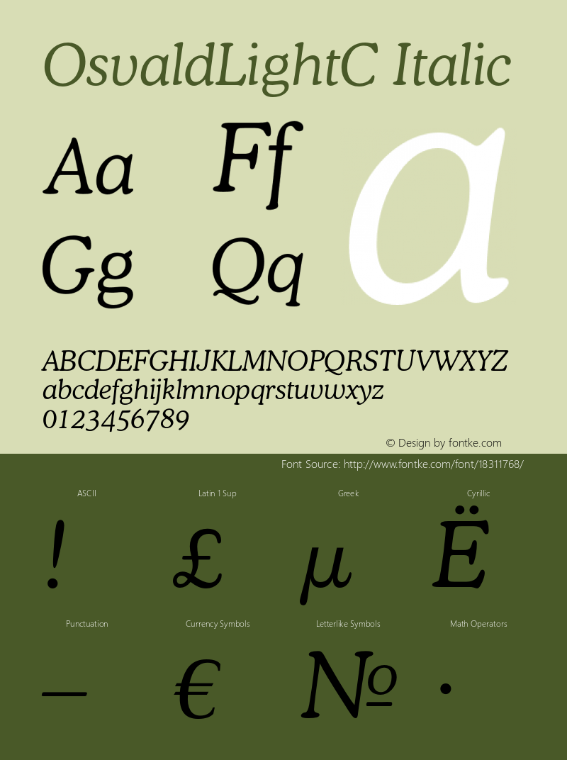 OsvaldLightC Italic OTF 1.0;PS 003.001;Core 116;AOCW 1.0 161图片样张