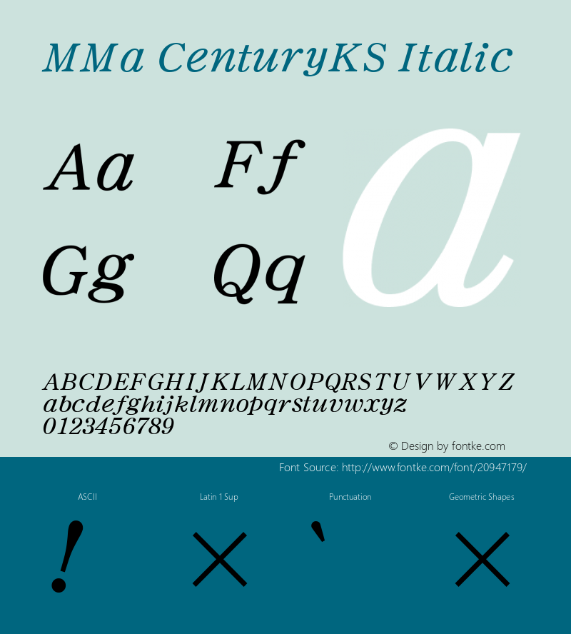 MMa CenturyKS Italic Version 1.000;PS 001.000;hotconv 1.0.38;makeotf.lib1.6.5960图片样张