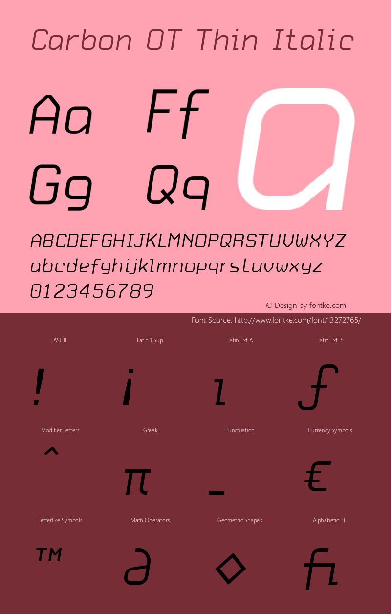 Carbon OT Thin Italic Version 1.100 2003图片样张