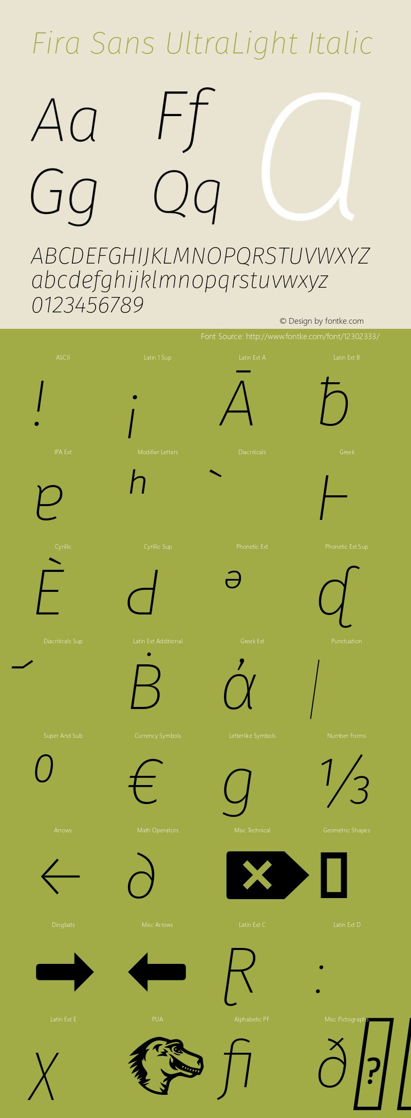 Fira Sans UltraLight Italic Version 4.106;PS 004.106;hotconv 1.0.70;makeotf.lib2.5.58329图片样张