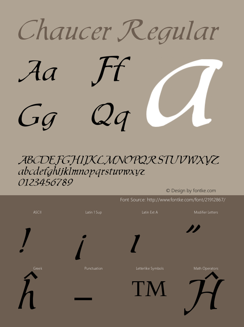 Chaucer Regular Altsys Fontographer 3.5  5/26/92图片样张