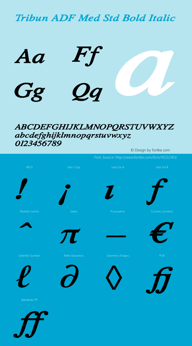 Tribun ADF Med Std Bold Italic 1.001 FontForge图片样张
