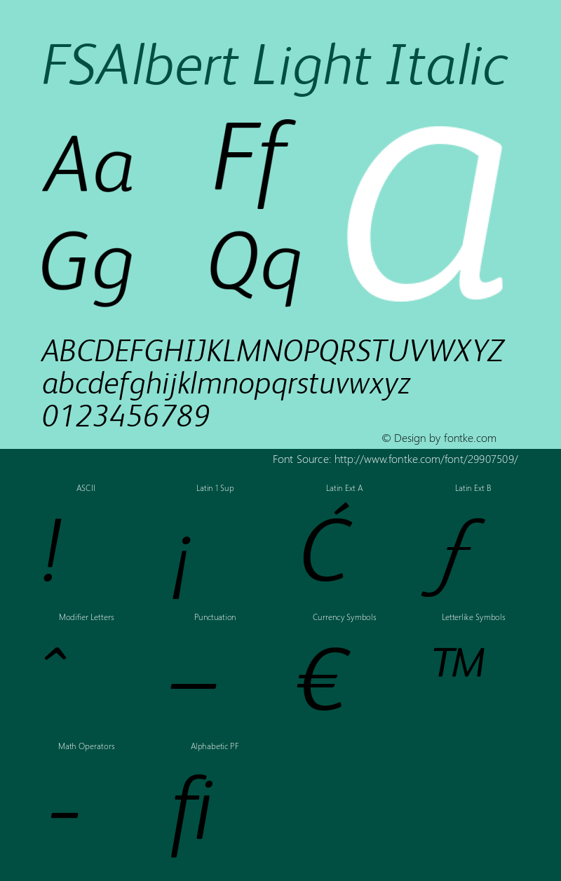 FSAlbert Light Italic Version 1.000;PS 001.000;hotconv 1.0.38图片样张