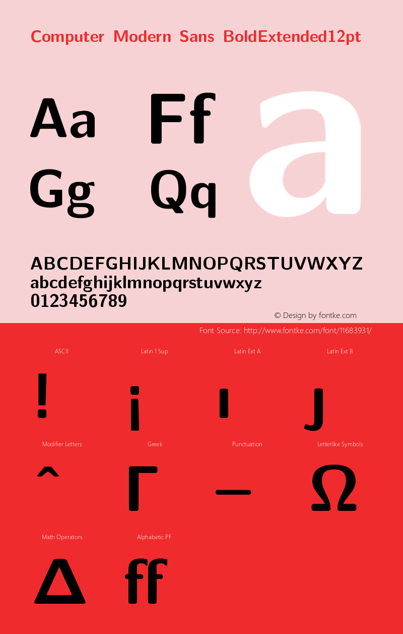 Computer Modern Sans BoldExtended12pt Version 001.001图片样张