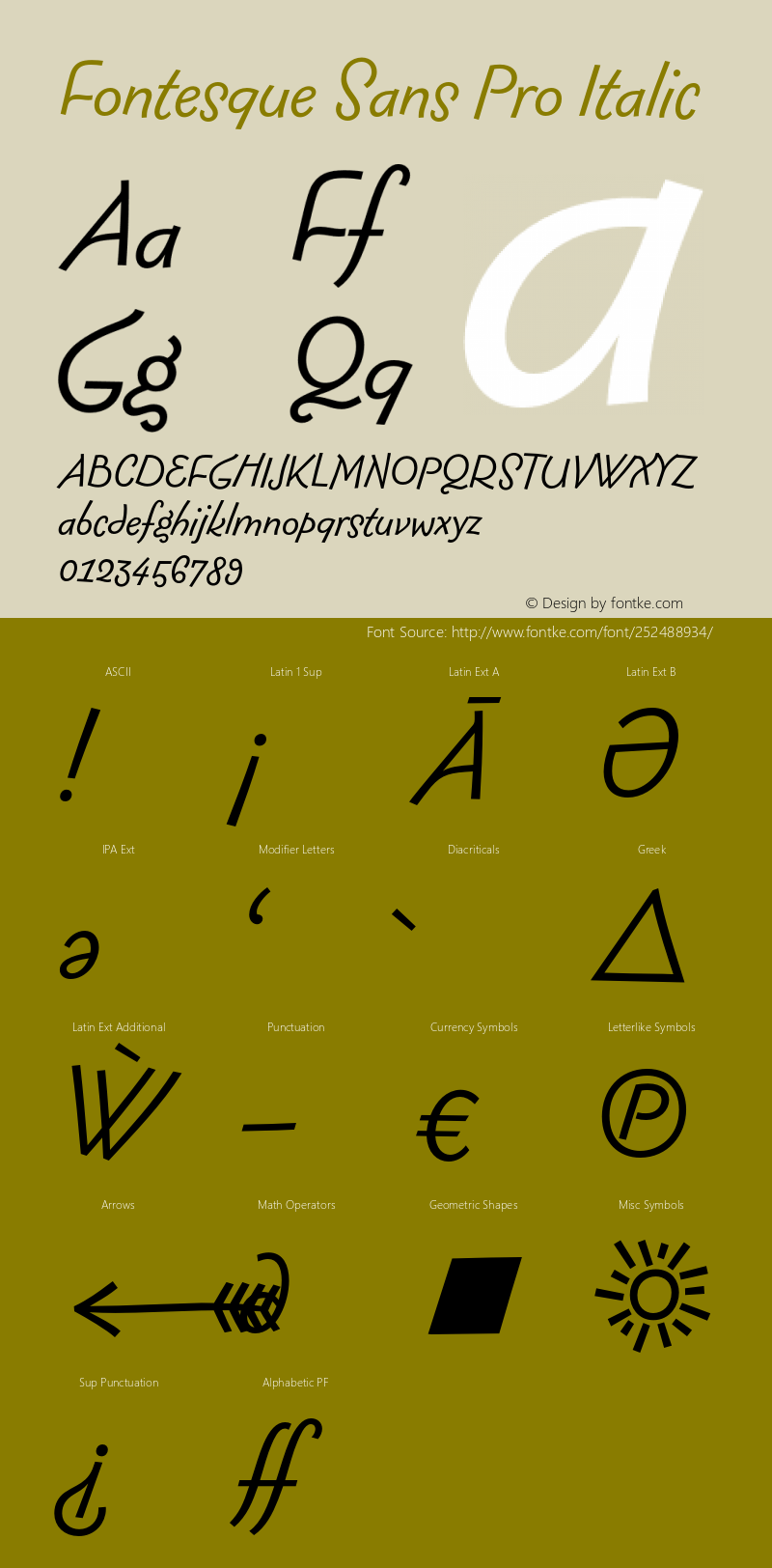 FontesqueSansPro-Italic Version 7.504; 2010; Build 1002图片样张