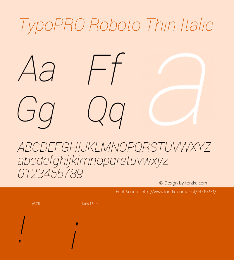 TypoPRO Roboto Thin Italic Version 1.200310; 2013图片样张