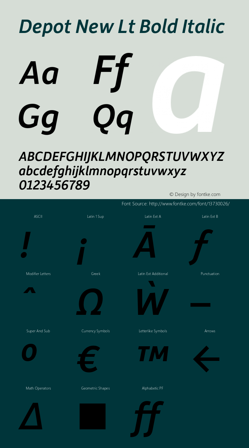 Depot New Lt Bold Italic Version 2.000图片样张