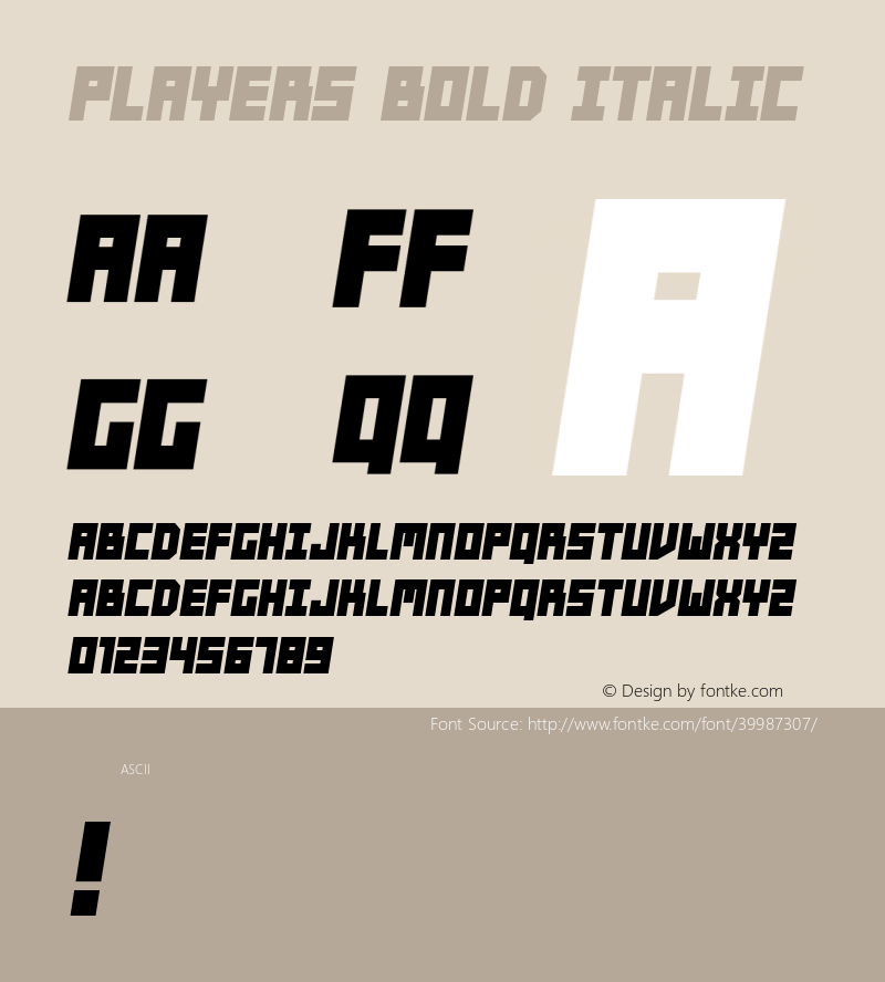 Players Bold Italic Version 1.000图片样张