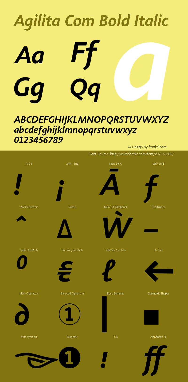 Agilita Com Bold Italic Version 1.02图片样张