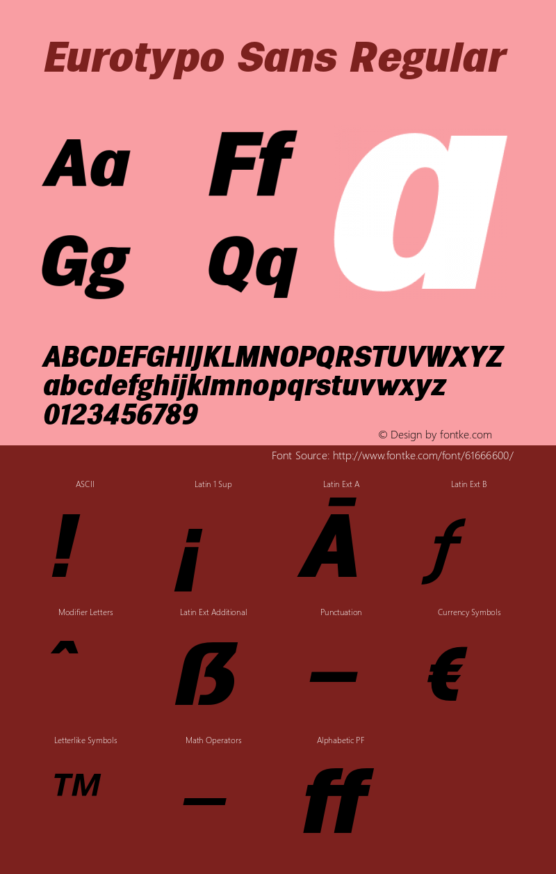 Eurotypo Sans W05 Heavy Italic Version 1.00图片样张