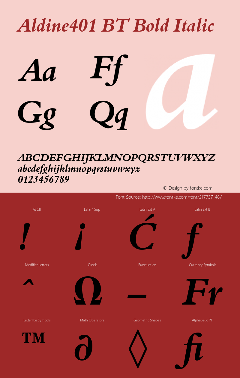 Aldine401 BT Bold Italic Version 1.01 emb4-OT图片样张