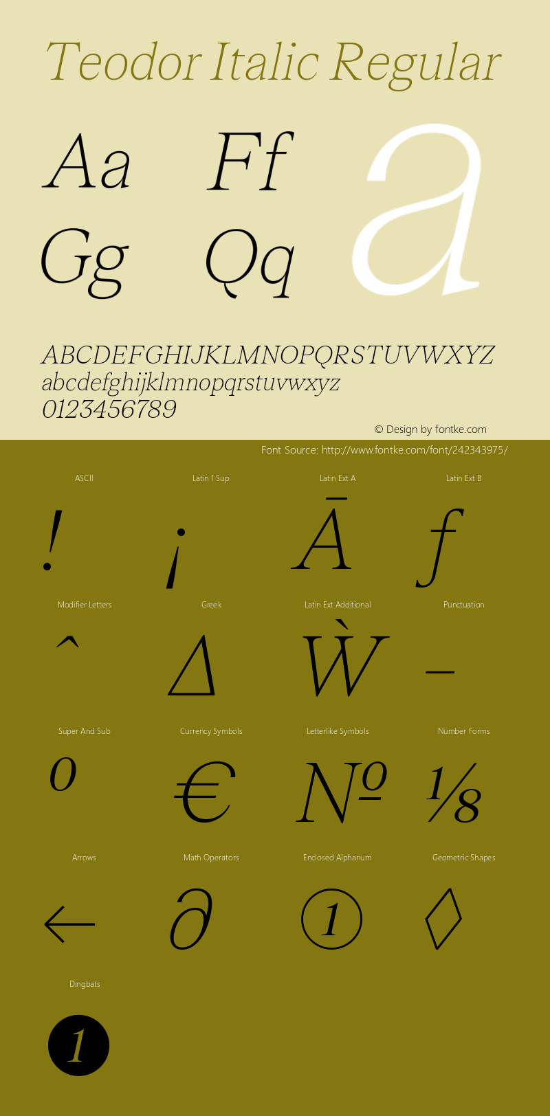 Teodor Italic Regular Version 3.000;FEAKit 1.0图片样张