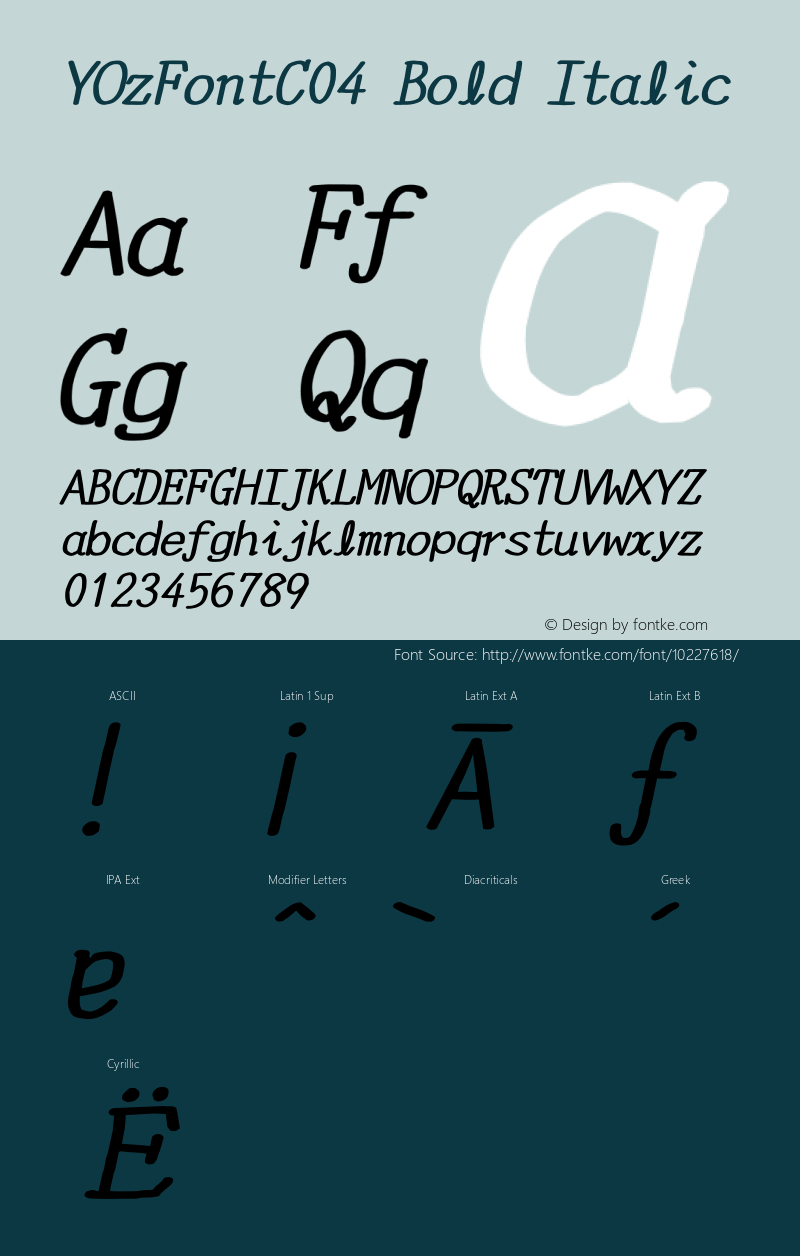 YOzFontC04 Bold Italic Version 12.12图片样张