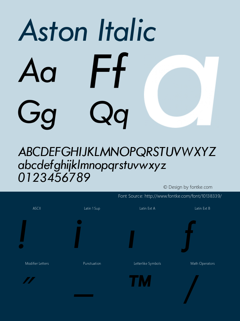 Aston Italic Version 1.0; 2001; initial release图片样张