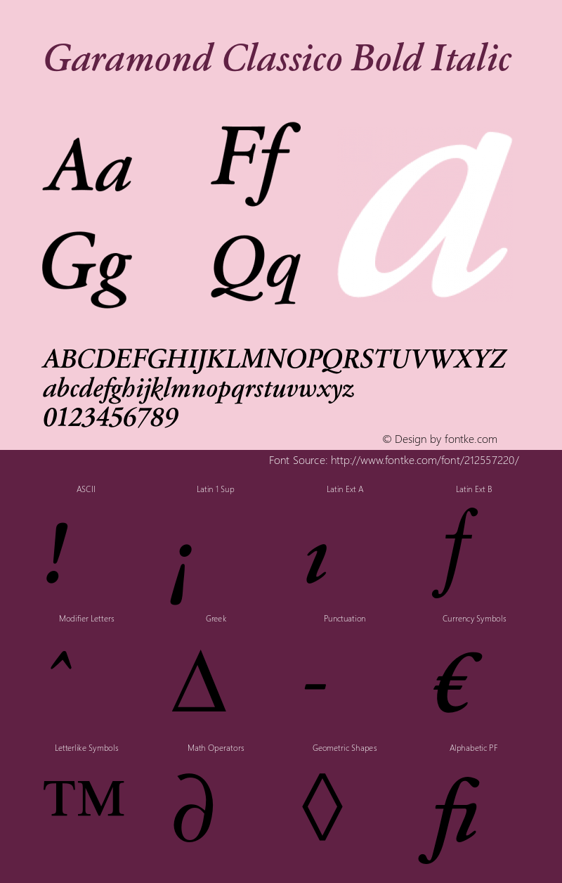 Garamond Classico Bold Italic Version 1.10图片样张