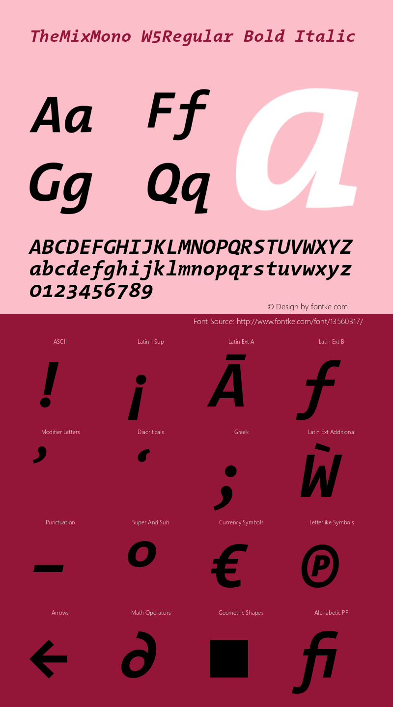 TheMixMono W5Regular Bold Italic Version 3.008图片样张