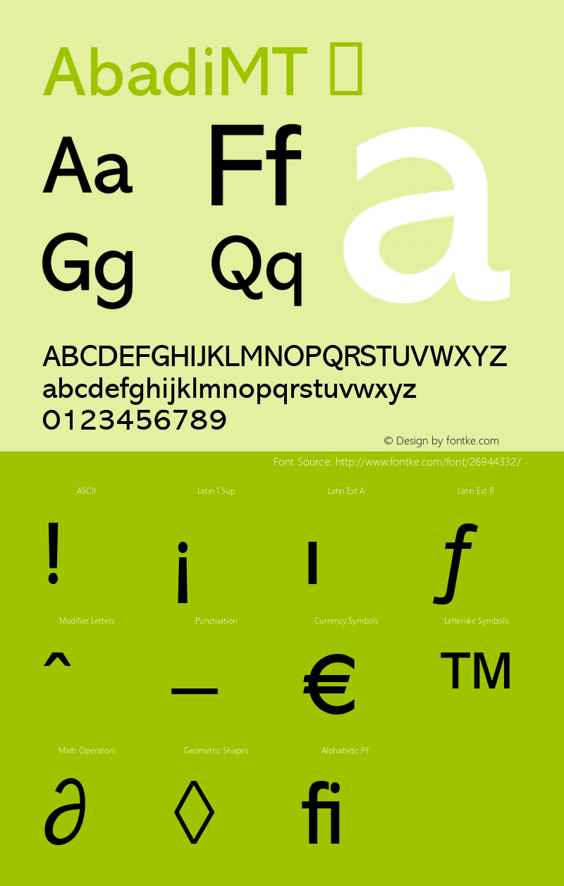 ☞Abadi MT Version 1.00;com.myfonts.easy.mti.abadi-mt.abadi-mt.wfkit2.version.3Myp图片样张