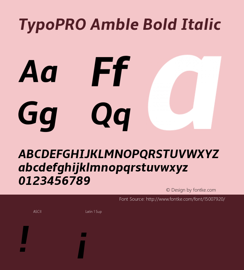 TypoPRO Amble Bold Italic Version 1.00000; 2009图片样张