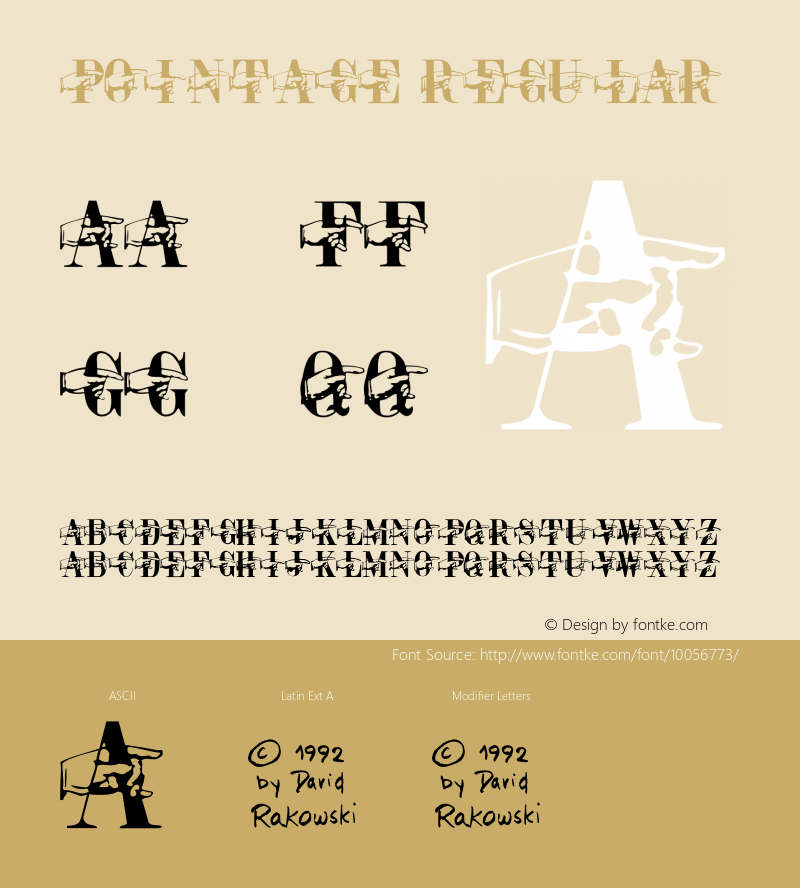 Pointage Regular Altsys Fontographer 3.5  10/1/92图片样张