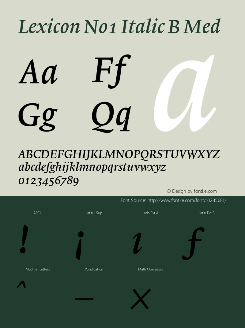 Lexicon No1 Italic B Med 001.000图片样张