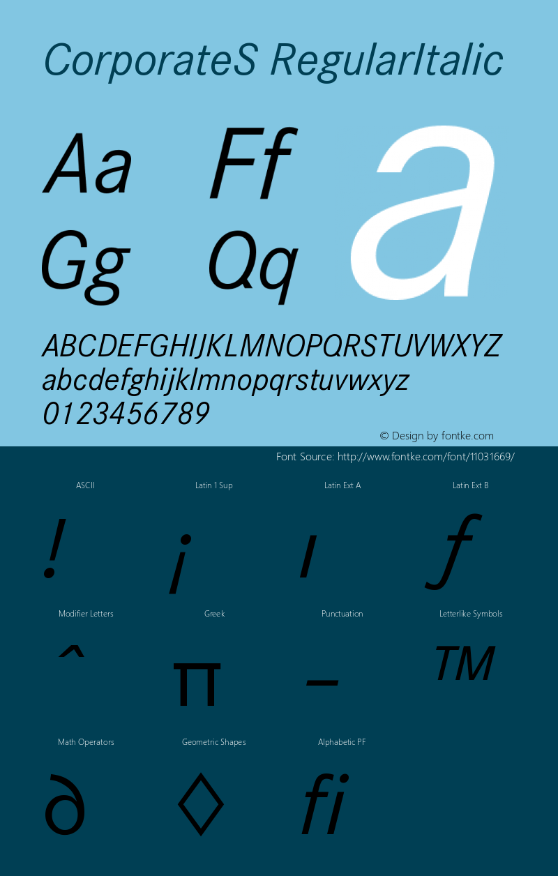 CorporateS RegularItalic Version 001.004图片样张