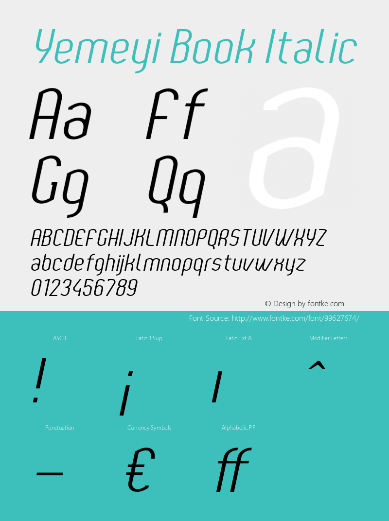 YemeyiBookItalic Version 1.0; Jan 2021 by Audry Kitoko Makelele图片样张