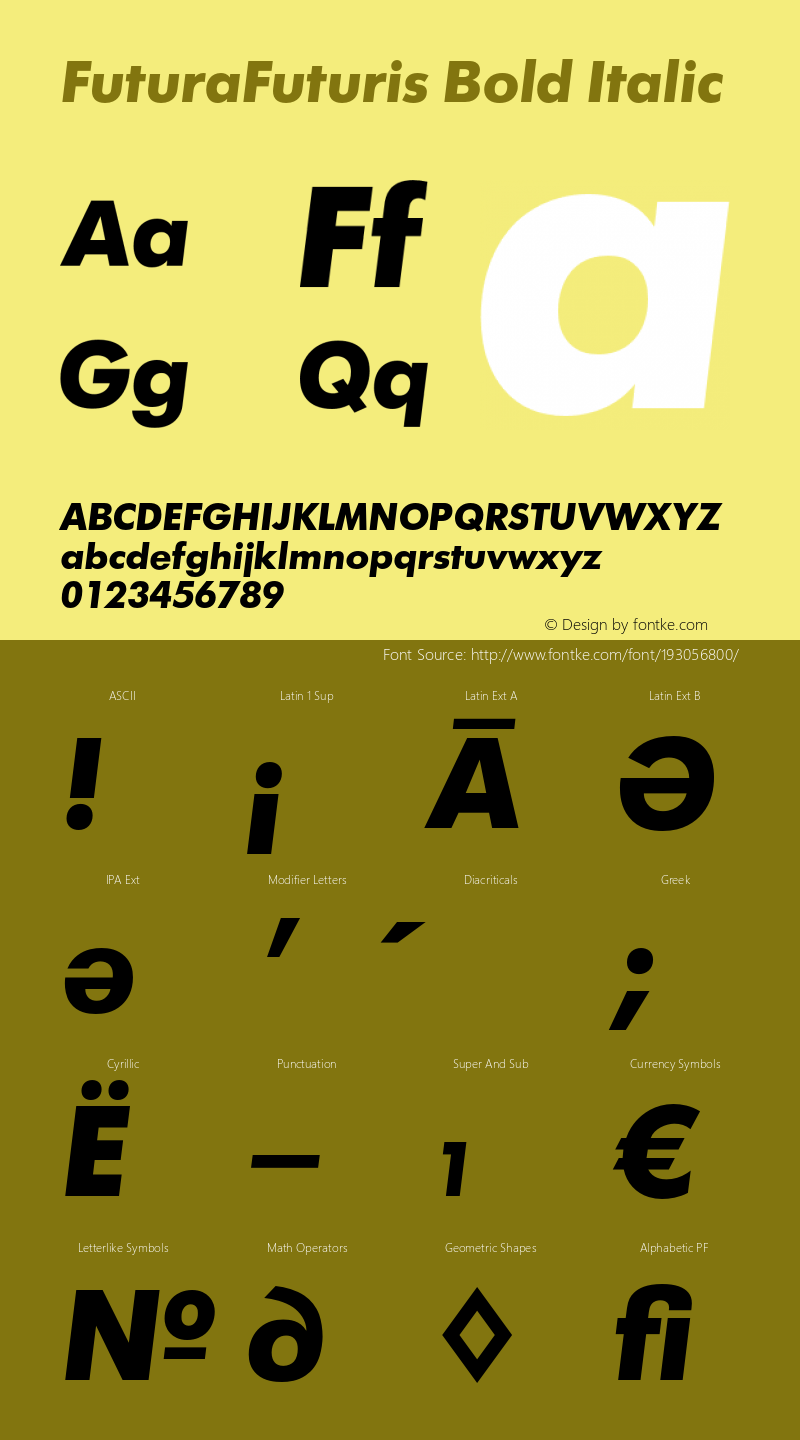 FuturaFuturis Bold Italic Version 001.000图片样张