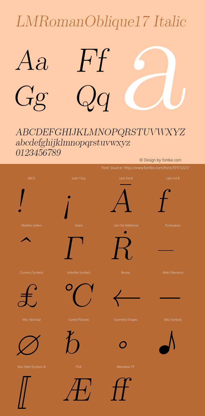 LMRomanOblique17 Italic Version 1.011;PS 0.99.3;Core 1.0.38;makeotf.lib1.6.5960图片样张