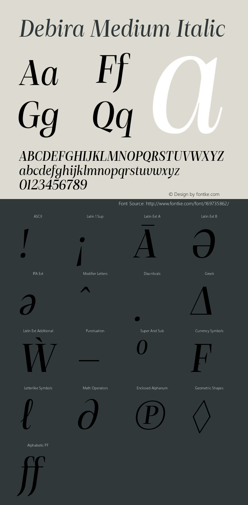 Debira Medium Italic Version 1.000图片样张