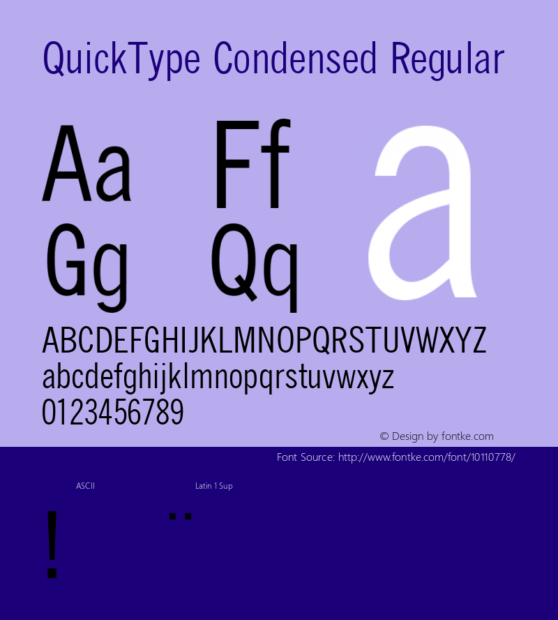 QuickType Condensed Regular V.2.2: 1994 version, August 24 revision图片样张