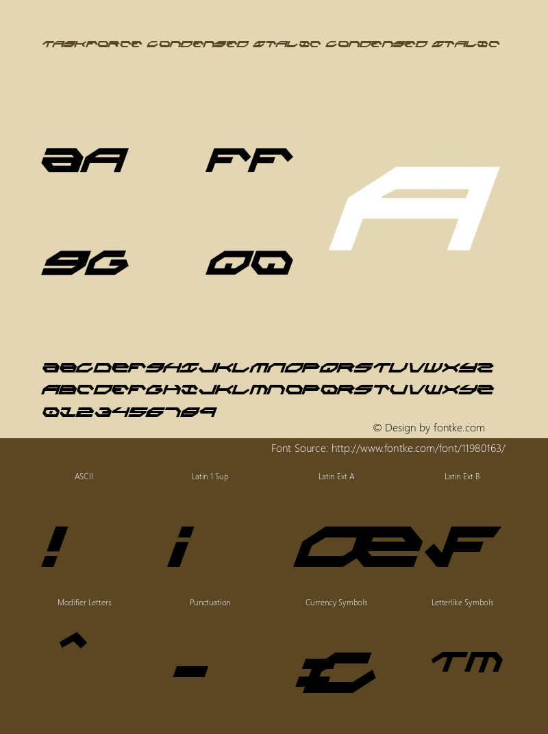 Taskforce Condensed Italic Condensed Italic 001.000图片样张