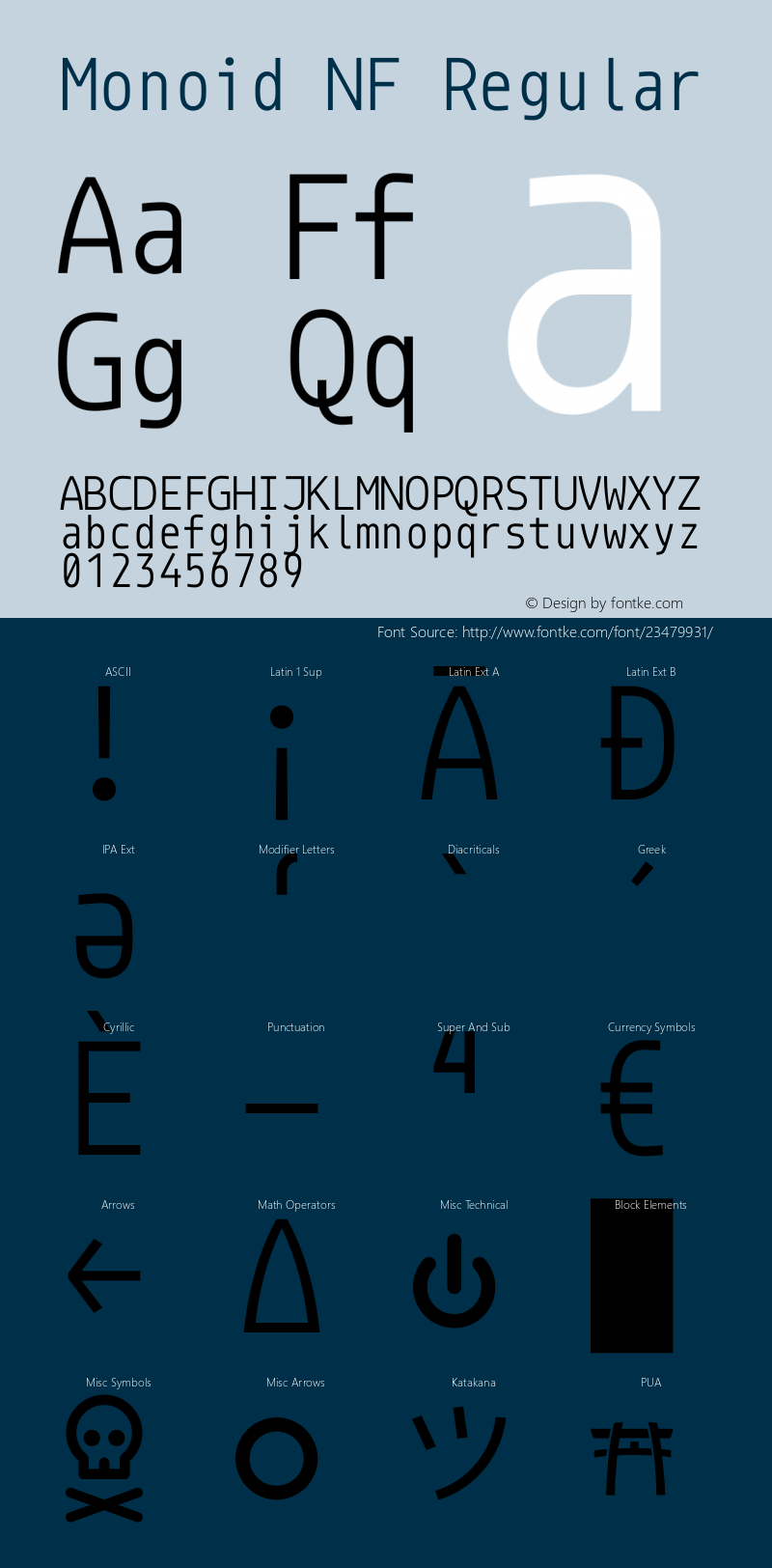 Monoid Regular Nerd Font Complete Mono Windows Compatible Version 0.61;Nerd Fonts 1.1.图片样张