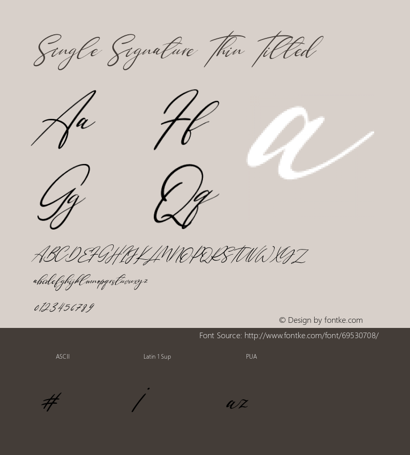 Single Signature Thin Tilted Version 1.00;June 16, 2020;FontCreator 12.0.0.2563 64-bit图片样张